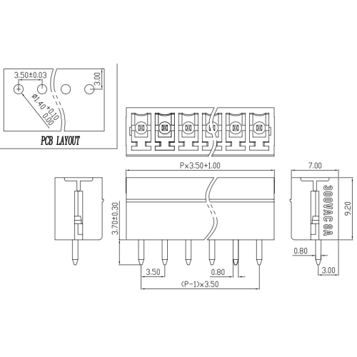 Enchufe en el bloque de terminal PCB 3.5 mm enchufe de par de pareja femenina